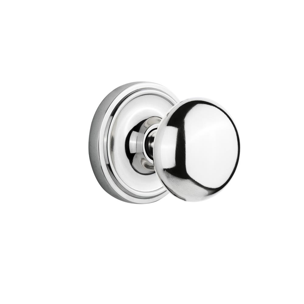 Nostalgic Warehouse CLANYK Mortise Classic Rosette with New York Knob in Bright Chrome